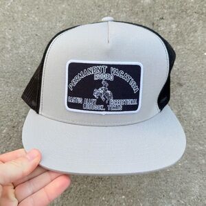 Permanent Vacation Rodeo Snap Back Hat in Grey Black Lubbock Texas